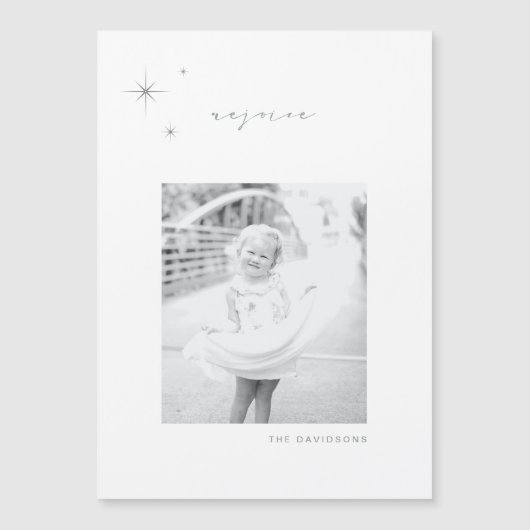 Wit & Zilver Radiant Verheug je op vakantie magnee Magnetische Uitnodiging (Voorkant)