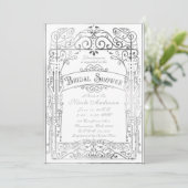 Wit & Zilver Vintage Victoriaanse Bruidsshower Kaart (Staand voorkant)