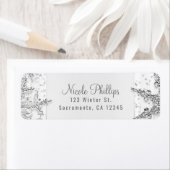 Wit & Zilver Winter Sneeuwvlokken Elegant Party Etiket (Insitu)