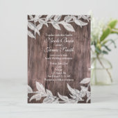 Wit & Zilveren Bladeren Winter Bruiloft Rustieke H Kaart (Staand voorkant)