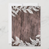 Wit & Zilveren Bladeren Winter Bruiloft Rustieke H Kaart (Achterkant)