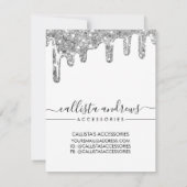 Wit Zilveren Chunky Glitter Drip Sieraden Care Kaa Notitiekaartje (Achterkant)