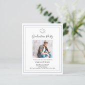 Wit zilveren foto Graduation Party uitnodiging (Staand voorkant)