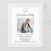 Wit zilveren foto Graduation Party uitnodiging (Voorkant)