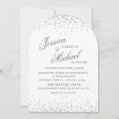 Wit Zilveren Glitter Elegante Script Arch Wedding Kaart (Voorkant)