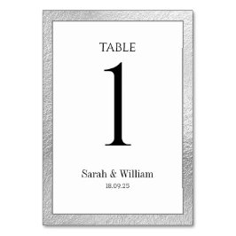 Wit & Zilveren Rand Trouwtafel Nummer Kaart