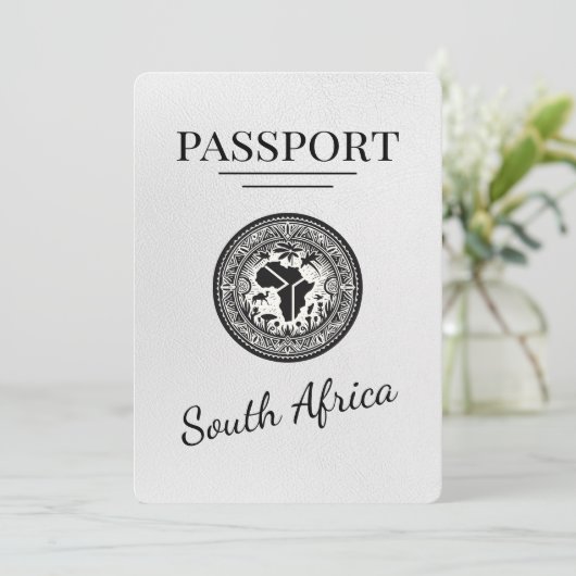 Wit Zuid-Afrika paspoort Save The Date (Staand voorkant)
