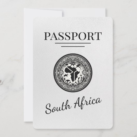 Wit Zuid-Afrika paspoort Save The Date (Voorkant)