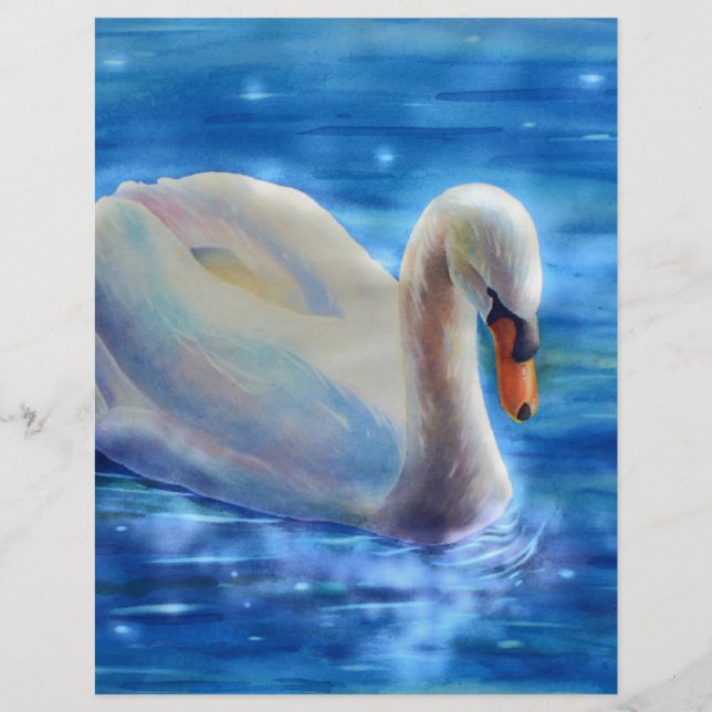 Wit-zwanenschilderij waterverf (Voorkant)