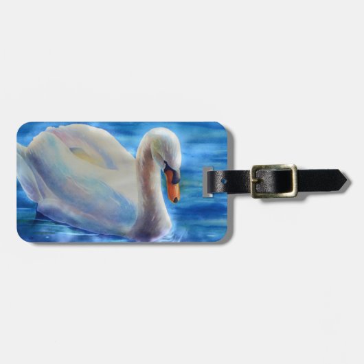 Wit-zwanenschilderij waterverf bagagelabel (Voorkant horizontaal)