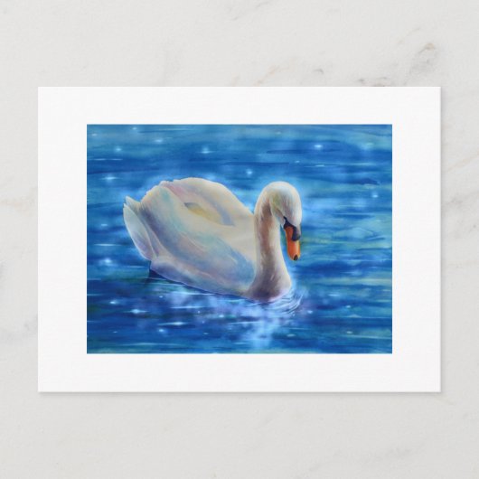 Wit-zwanenschilderij waterverf briefkaart (Voorkant)