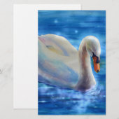 Wit-zwanenschilderij waterverf briefpapier (Voorkant / Achterkant)