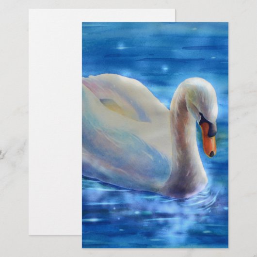 Wit-zwanenschilderij waterverf briefpapier (Voorkant / Achterkant)