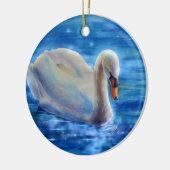 Wit-zwanenschilderij waterverf keramisch ornament (Links)