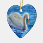 Wit-zwanenschilderij waterverf keramisch ornament (Links)