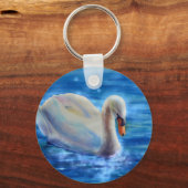 Wit-zwanenschilderij waterverf sleutelhanger (Voorkant)