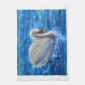 Wit-zwanenschilderij waterverf theedoek (Verticaal)