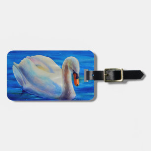 Wit-zwanenschilderij, watervogel, vogel bagagelabel