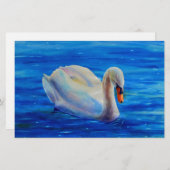 Wit-zwanenschilderij, watervogel, vogel briefpapier (Voorkant / Achterkant)