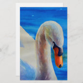 Wit-zwanenschilderij, watervogel, vogel briefpapier (Voorkant / Achterkant)