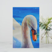 Wit-zwanenschilderij, watervogel, vogel briefpapier (Staand voorkant)