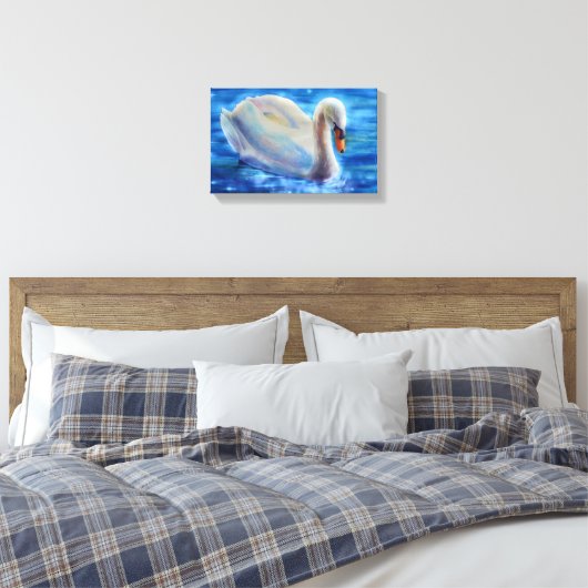 Wit-zwanenschilderij, watervogel, vogel canvas afdruk (Insitu (Slaapkamer))