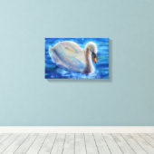 Wit-zwanenschilderij, watervogel, vogel canvas afdruk (Insitu (Houten vloer))