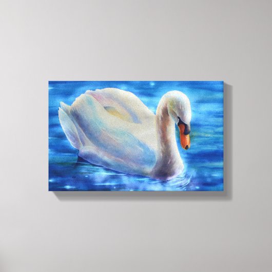 Wit-zwanenschilderij, watervogel, vogel canvas afdruk (Voorkant)