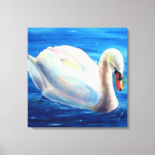 Wit-zwanenschilderij, watervogel, vogel canvas afdruk (Voorkant)