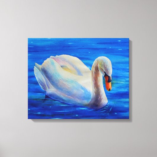 Wit-zwanenschilderij, watervogel, vogel canvas afdruk (Voorkant)