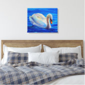Wit-zwanenschilderij, watervogel, vogel canvas afdruk (Insitu (Slaapkamer))