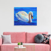 Wit-zwanenschilderij, watervogel, vogel canvas afdruk (Insitu (Woonkamer))