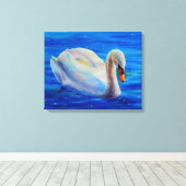Wit-zwanenschilderij, watervogel, vogel canvas afdruk (Insitu (Houten vloer))