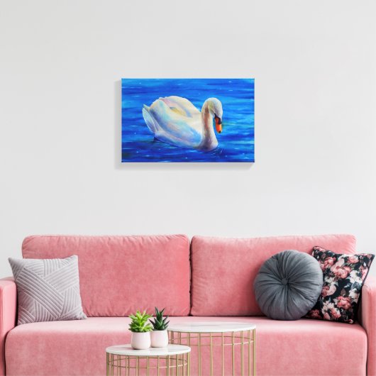 Wit-zwanenschilderij, watervogel, vogel canvas afdruk (Insitu (Woonkamer))