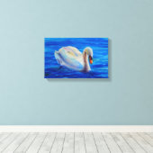 Wit-zwanenschilderij, watervogel, vogel canvas afdruk (Insitu (Houten vloer))