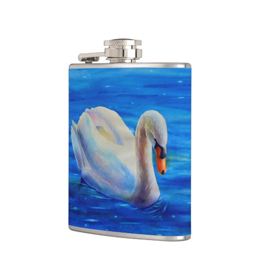 Wit-zwanenschilderij, watervogel, vogel heupfles (Links)