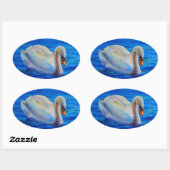 Wit-zwanenschilderij, watervogel, vogel ovale sticker (Vel)