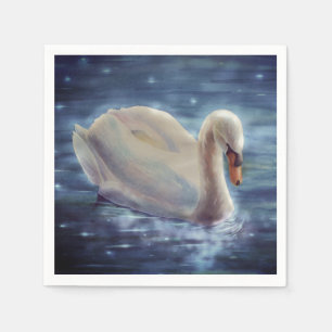 Wit-zwanenschilderij, watervogel, vogel servet