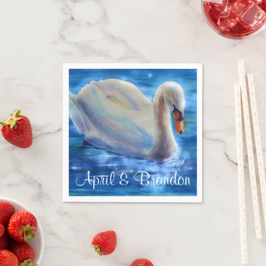 Wit-zwanenschilderij, watervogel, vogel servetten (Insitu)