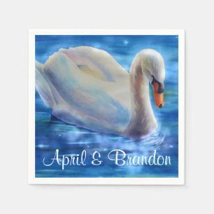 Wit-zwanenschilderij, watervogel, vogel servetten