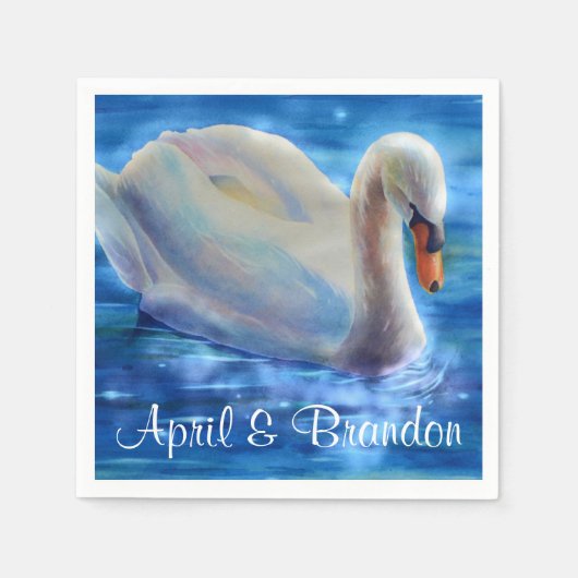 Wit-zwanenschilderij, watervogel, vogel servetten (Voorkant)
