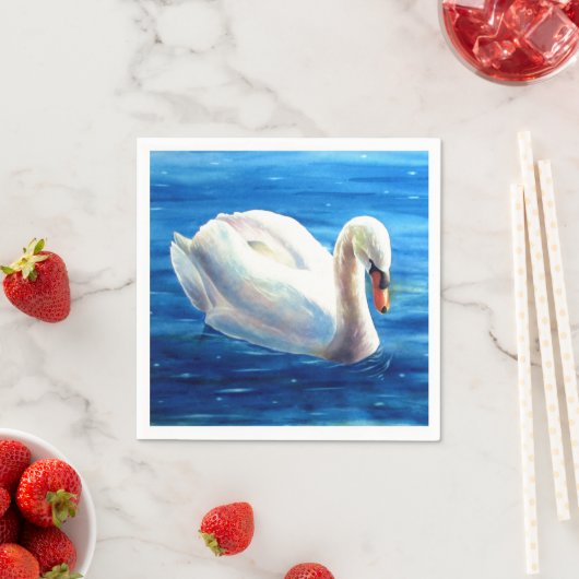 Wit-zwanenschilderij, watervogel, vogel servetten (Insitu)