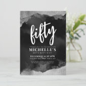 Wit Zwart 50ste verjaardag Kaart (Staand voorkant)