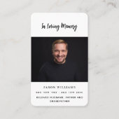 Wit zwart aangepaste foto begrafenis gebedskaart visitekaartje (Voorkant)