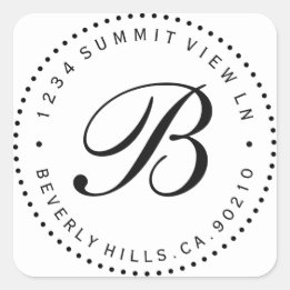 Wit & Zwart Aangepaste Ronde Terugkeeradresetiket Vierkante Sticker