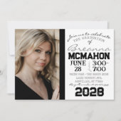 Wit & Zwart Afstuderen 2 Fotouitnodiging Kaart (Voorkant)