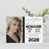 Wit & Zwart Afstuderen 2 Fotouitnodiging Kaart (Staand voorkant)