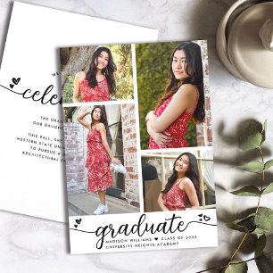 Wit Zwart Afstuderen 4 Foto Calligrafie Harten Aankondiging