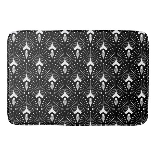 Wit & zwart art-deco patroon badmat (Voorkant)