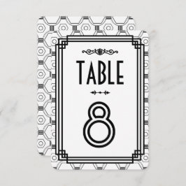 Wit & Zwart Art Deco Tafelnummers voor Trouwfeest